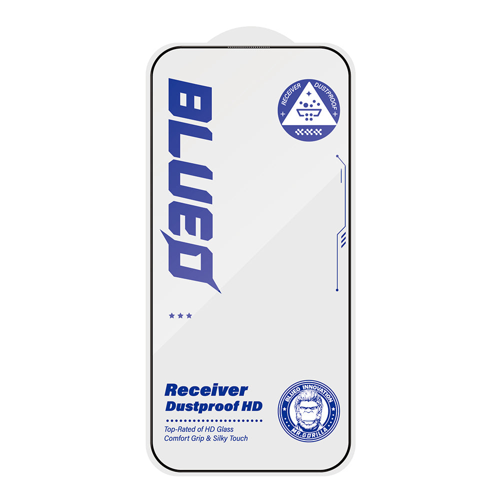 Blueo Anti-Dust HD Screen Protector Film for Apple iPhone 17e / 16e / 14 / 13 Pro, Tempered Glass, Full Glue, Black