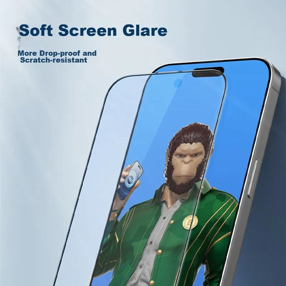 Blueo Anti-Glare Screen Protector Film for Apple iPhone 14 Pro Max, Tempered Glass, Full Glue, Black