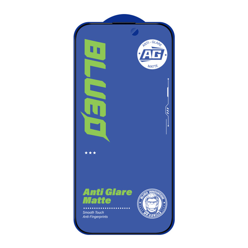 Blueo Anti-Glare Screen Protector Film for Apple iPhone 16 / 15, Tempered Glass, Full Glue, Black