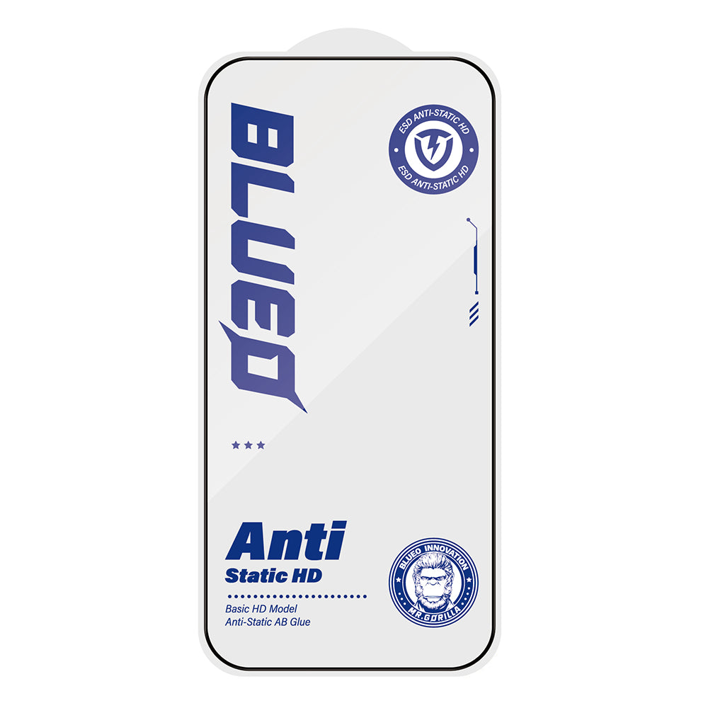 Blueo Anti-Static HD Screen Protector Film for Apple iPhone 14 Pro, Tempered Glass, Full Glue, Black