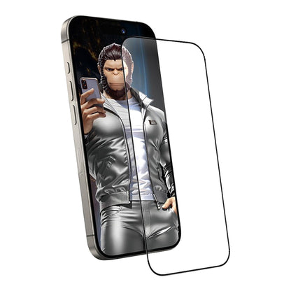 Blueo Anti-Static HD Screen Protector Film for Apple iPhone 16 / 15, Tempered Glass, Full Glue, Black
