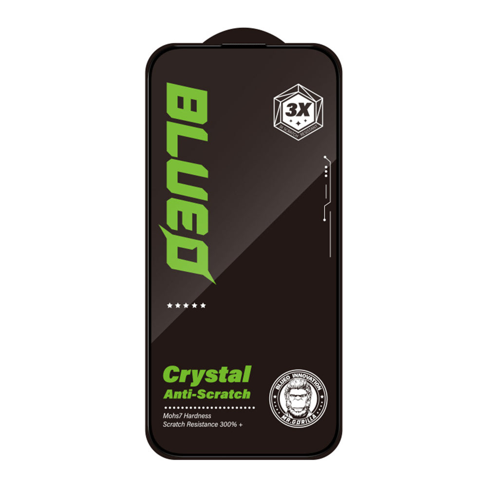 Blueo Crystal Anti-Scratch Screen Protector for Apple iPhone 16 Pro, Tempered Glass, Full Glue, Black