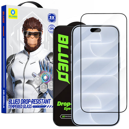 Προστατευτικό οθόνης Blueo Drop Resistant για Apple iPhone 18 Pro / 17 Pro / 17 / 16 Pro, σκληρυμένο γυαλί, πλήρης επικόλληση, μαύρο