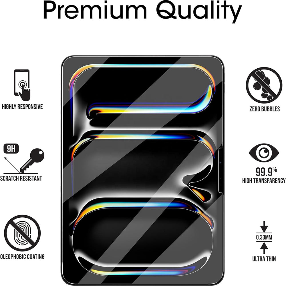 Blueo HD Screen Protector Film for Apple iPad mini (2024) / mini (2021), Tempered Glass, Full Glue
