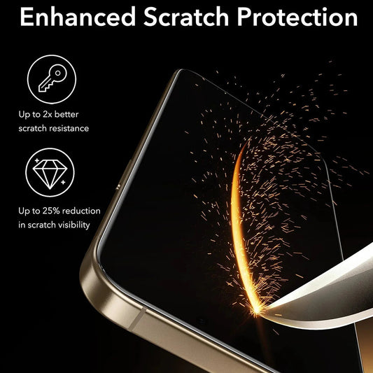 Προστατευτική μεμβράνη οθόνης ESR Corning UltraFit για Apple 17 Pro Max, Ασφαλισμένο γυαλί, Πλήρης κόλλα, Σετ 3 τεμαχίων, Μαύρο