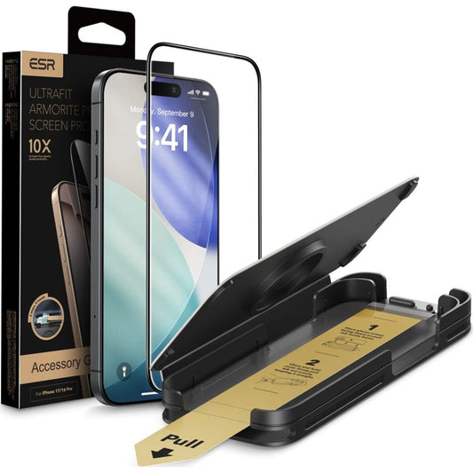 Προστατευτική μεμβράνη οθόνης ESR Armorite Pro UltraFit για Apple iPhone 18 Pro Max / 17 Pro Max, Ασφαλισμένο γυαλί, Πλήρης κόλλα, Μαύρο
