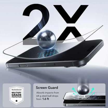 ESR UltraFit Screen Protector for Apple iPhone 18 Pro Max / 17 Pro Max, Tempered Glass, Full Glue, Set of 3 Pieces, Black