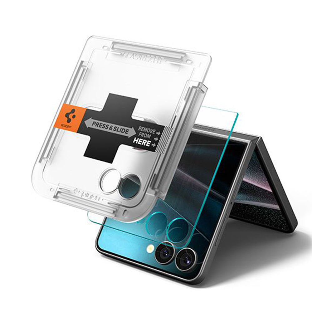 Spigen GlastR EZ FIT Exterior Screen Protector for Samsung Galaxy Z Flip8 F776, Tempered Glass, Full Glue, Set of 2 pieces