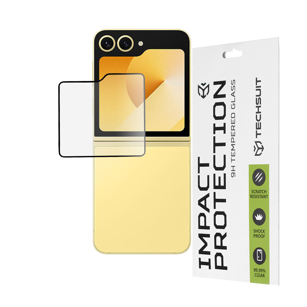 Techsuit Exterior Screen Protector for Samsung Galaxy Z Flip6 F741, Tempered Glass, Full Glue, 111D, Black