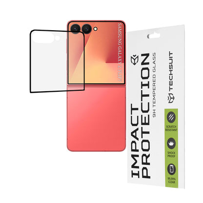 Techsuit Exterior Screen Protector for Samsung Galaxy Z Flip7 F766, Tempered Glass, Full Glue, 111D, Black