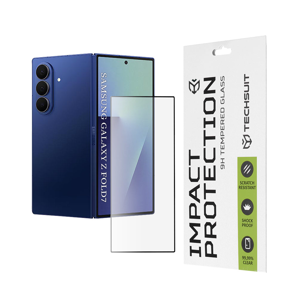 Techsuit Exterior Screen Protector Film for Samsung Galaxy Z Fold7 F966, Tempered Glass, Full Glue, 111D, Black