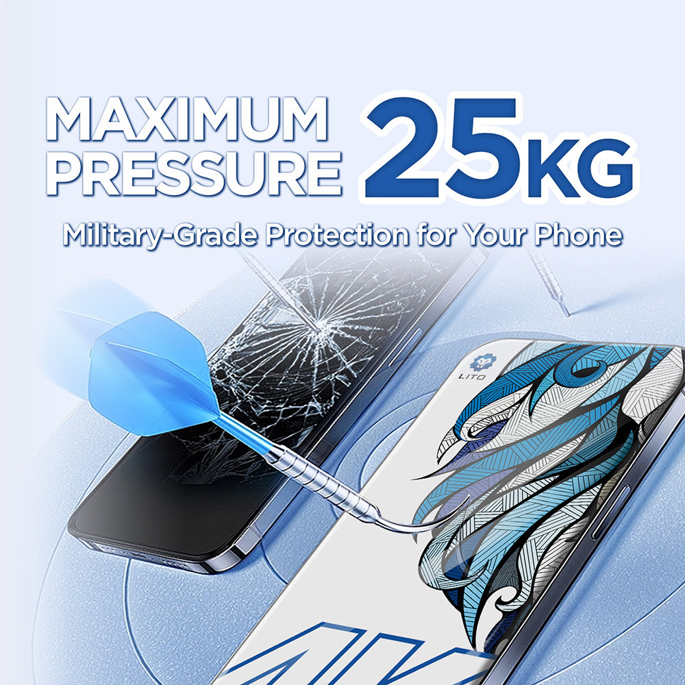 Lito D+ Max 4K Screen Protector for Apple iPhone 17 / 16 Pro, Tempered Glass, Full Glue, Black