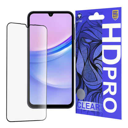 Lito HD Pro Clear Screen Protector for Samsung Galaxy A15 5G A156 / A15 A155 / A25 A256 / A24 4G A245, Tempered Glass, Full Glue, Black