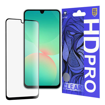 Lito HD Pro Clear Screen Protector for Samsung Galaxy A26 A266, Tempered Glass, Full Glue, Black