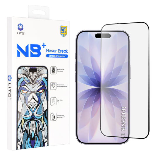 Προστατευτική Μεμβράνη Οθόνης Lito NB για Apple iPhone 17 / 16 Pro, Ενισχυμένο Γυαλί, Full Glue, Μαύρη