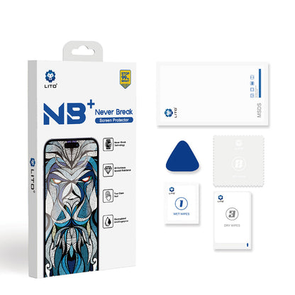 Lito NB Screen Protector for Apple iPhone 17 / 16 Pro, Tempered Glass, Full Glue, Black