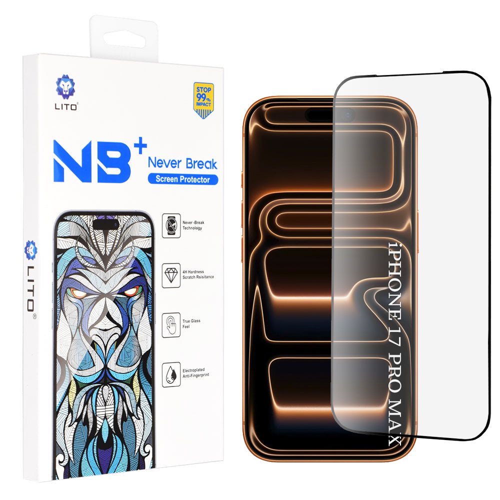 Lito NB Screen Protector Film for Apple iPhone 18 Pro Max / 17 Pro Max, Tempered Glass, Full Glue, Black