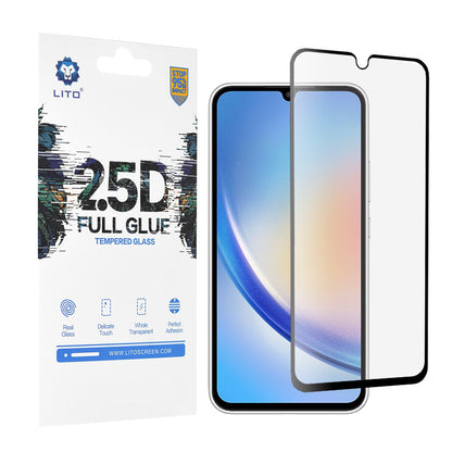 Lito Screen Protector Film for Samsung Galaxy A34 A346, Tempered Glass, Full Glue, 2.5D, Black