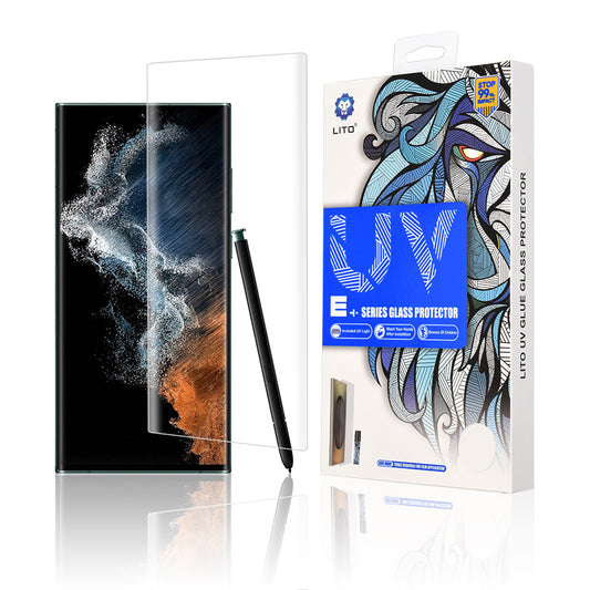 Lito Screen Protector Film for Samsung Galaxy S22 Ultra 5G S908, Tempered Glass, UV Glue, 3D
