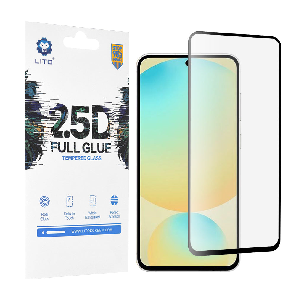 Lito Screen Protector Film for Samsung Galaxy S24 FE S721, Tempered Glass, Full Glue, 2.5D, Black