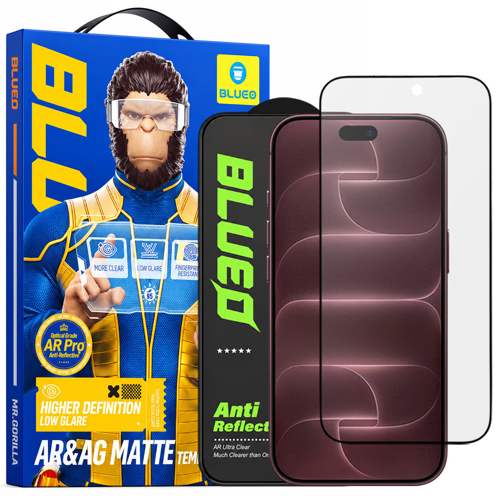 Ματ προστατευτικό οθόνης Blueo Anti Reflective HD για Apple iPhone 18 Pro Max, σκληρυμένο γυαλί, πλήρης επικόλληση, μαύρο