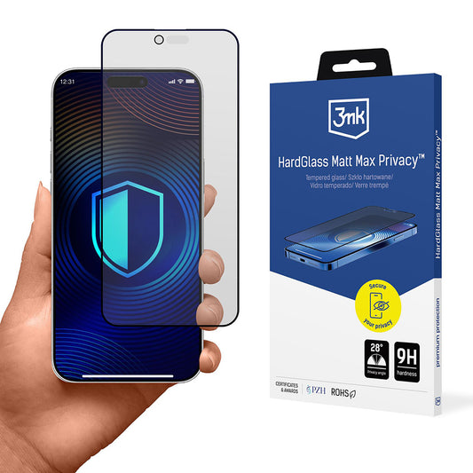 Μεμβράνη προστασίας οθόνης Matte Privacy 3MK HardGlass Max για Apple iPhone 17 Air, Ενισχυμένο Γυαλί, Full Glue