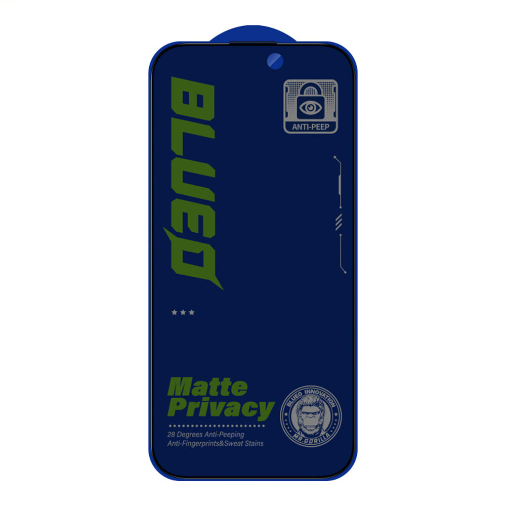 Matte Privacy Blueo Anti-Peep Screen Protector for Apple iPhone 15 Pro, Tempered Glass, Full Glue