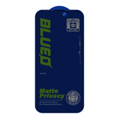 Matte Privacy Blueo Anti-Peep Screen Protector for Apple iPhone 15 Pro, Tempered Glass, Full Glue