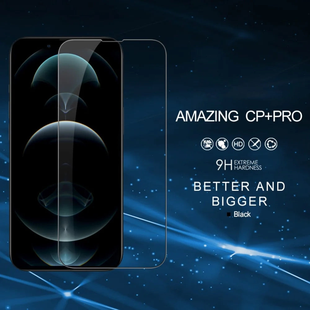 Προστατευτική μεμβράνη οθόνης Nillkin CP+ Pro για Apple iPhone 17e / 16e / 14 / 13 Pro / 13, Ασφαλισμένο γυαλί, Πλήρης κόλλα, Μαύρο
