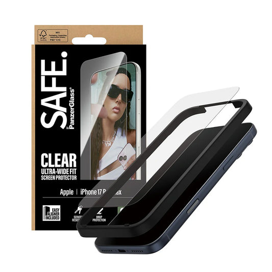 Προστατευτική μεμβράνη οθόνης PanzerGlass Safe. Ultra-Wide Fit EasyAligner για Apple 17 Pro Max, Ασφαλισμένο γυαλί, Πλήρης κόλλα