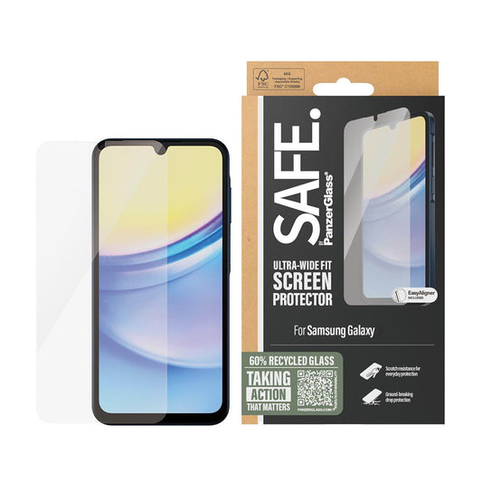 Προστατευτική μεμβράνη οθόνης PanzerGlass Safe. Ultra-Wide Fit για Samsung Galaxy A17 4G A175 / A17 5G A176, Ασφαλισμένο γυαλί, Πλήρης κόλλα