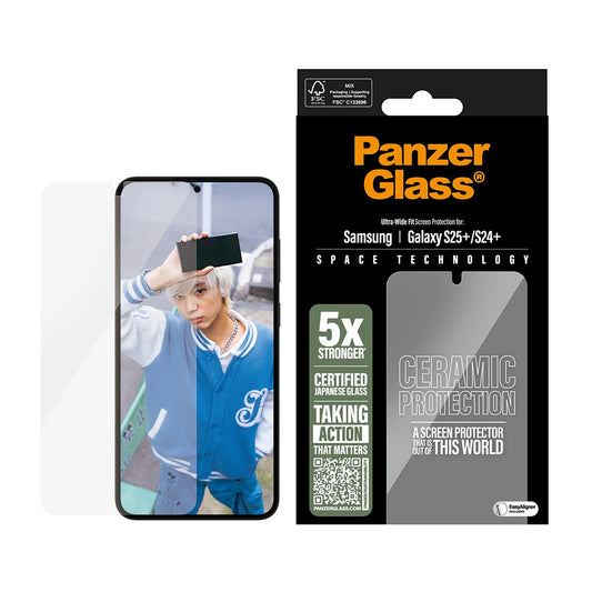 Προστατευτική Μεμβράνη Οθόνης PanzerGlass Ultra-Wide Ceramic EasyAligner για Samsung Galaxy S25+ S936 / S24+ S926, Ενισχυμένο Γυαλί, Πλήρης Κόλληση