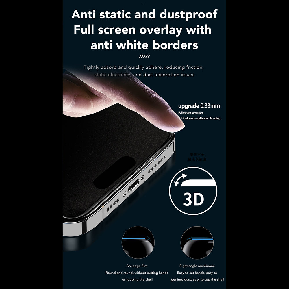 Anank 1X Reinforced 360 Privacy Screen Protector for Apple iPhone 15 Pro, Tempered Glass, Full Glue, 2.5D