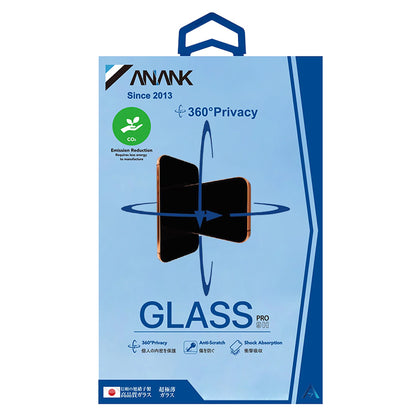 Anank 1X Reinforced 360 Privacy Screen Protector for Apple iPhone 15 Pro, Tempered Glass, Full Glue, 2.5D