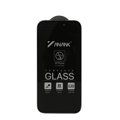 Anank 3X Reinforced Privacy Screen Protector for Apple iPhone 14 Pro Max, Tempered Glass, Full Glue, 2.5D