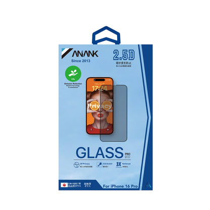 Anank 3X Reinforced Privacy Screen Protector for Apple iPhone 14 Pro, Tempered Glass, Full Glue, 2.5D
