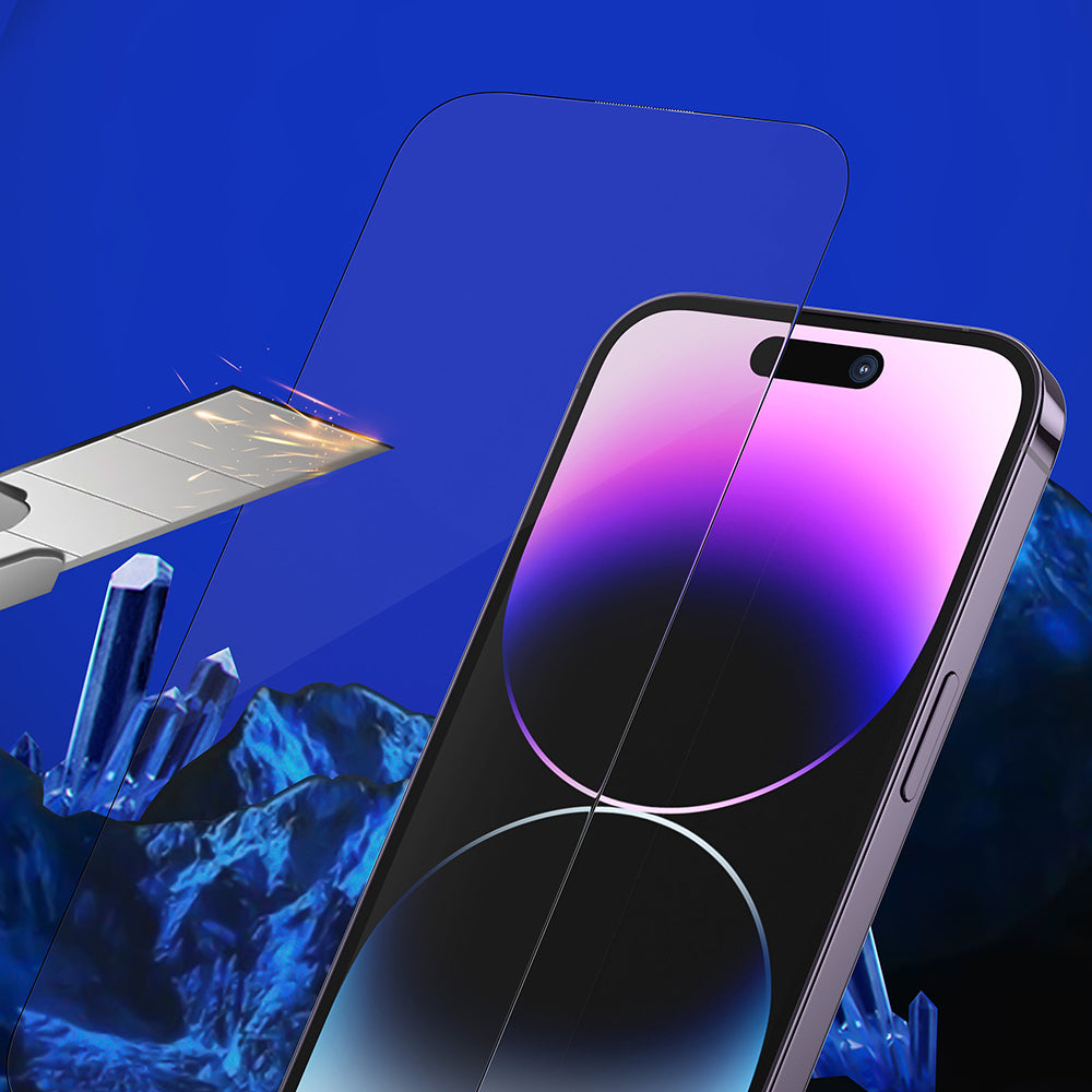 Privacy Screen Protector Blueo Sapphire Applicator Pro for Apple 17 Pro Max / 16 Pro Max, Tempered Glass, Full Glue