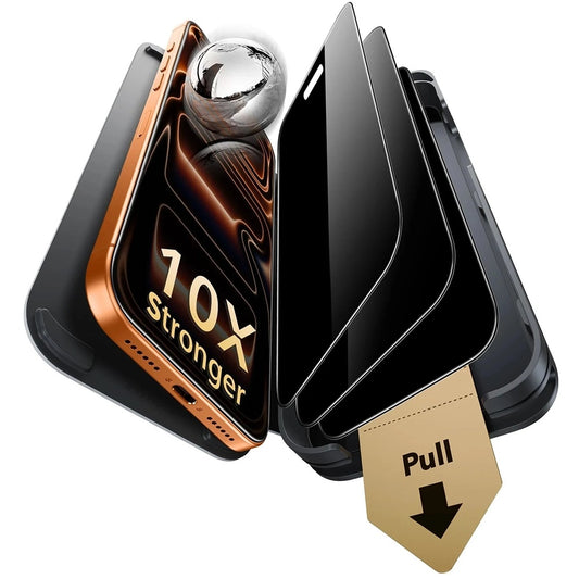 Προστατευτική μεμβράνη οθόνης Privacy ESR Armorite Pro UltraFit για Apple iPhone 18 Pro Max, Ασφαλισμένο γυαλί, Πλήρης κόλλα, Σετ 3 τεμαχίων