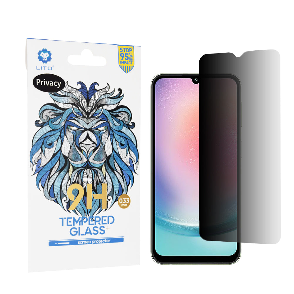 Lito Classic Privacy Screen Protector for Samsung Galaxy A24 4G A245, Tempered Glass, Full Glue, 2.5D