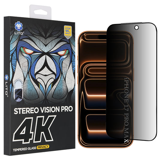 Προστατευτική μεμβράνη οθόνης Privacy Lito D+ Max 4K για Apple 17 Pro Max, Ασφαλισμένο γυαλί, Πλήρης κόλλα