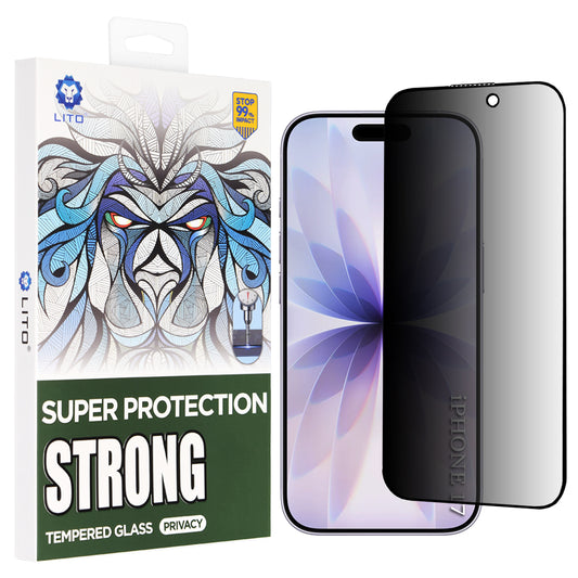 Προστατευτική Μεμβράνη Οθόνης Privacy Lito D+ Max Strong για Apple iPhone 17 / 16 Pro, Ενισχυμένο Γυαλί, Full Glue