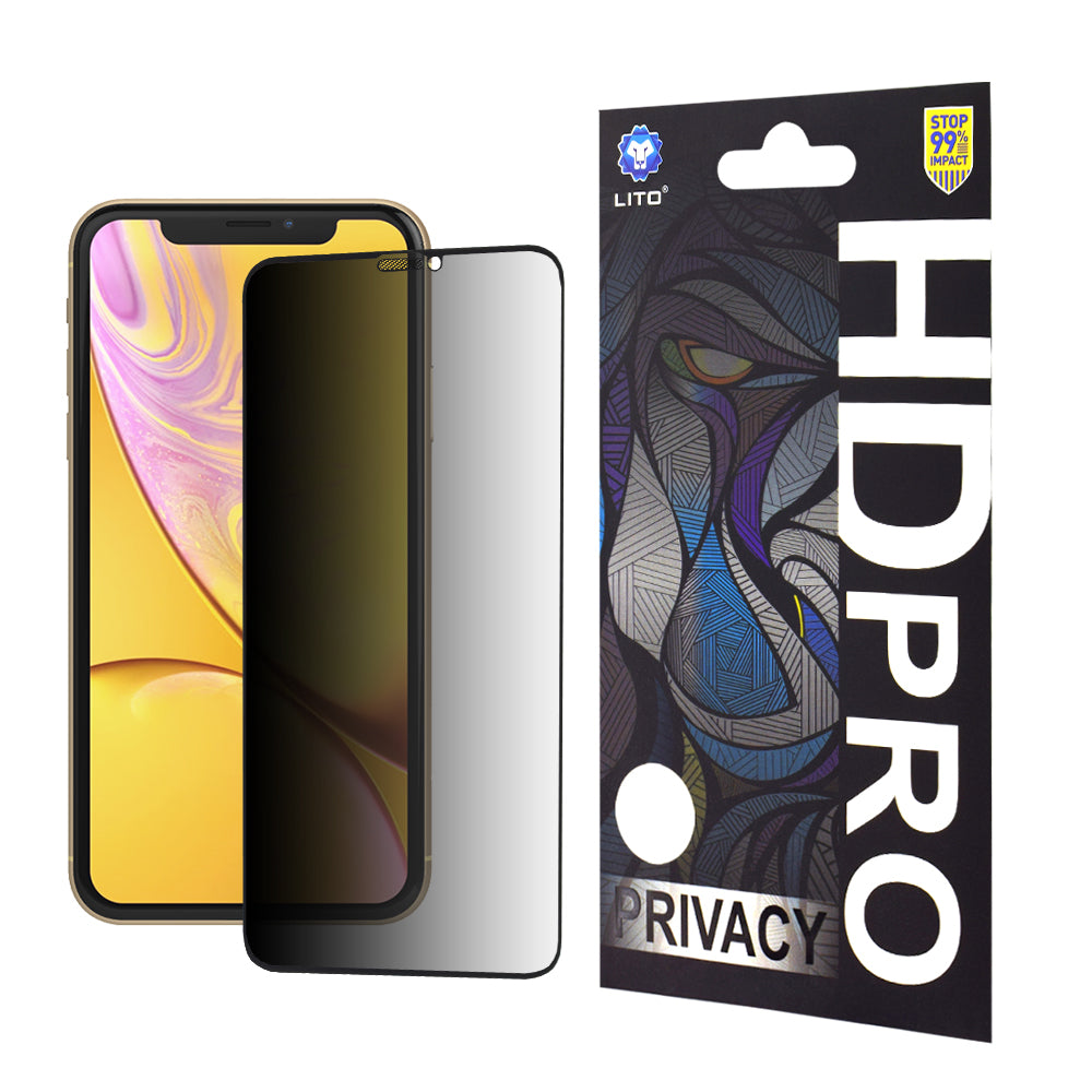 Privacy Screen Protector Lito HD Pro for Apple iPhone 11 / XR, Tempered Glass, Full Glue