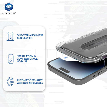 Privacy Screen Protector Film Lito Magic Glass Box D+ Tools for Apple iPhone 14 Plus / 13 Pro Max, Tempered Glass, Full Glue