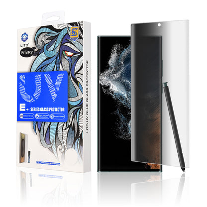 Lito Privacy Screen Protector for Samsung Galaxy S22 Ultra 5G S908, Tempered Glass, UV Glue, 3D