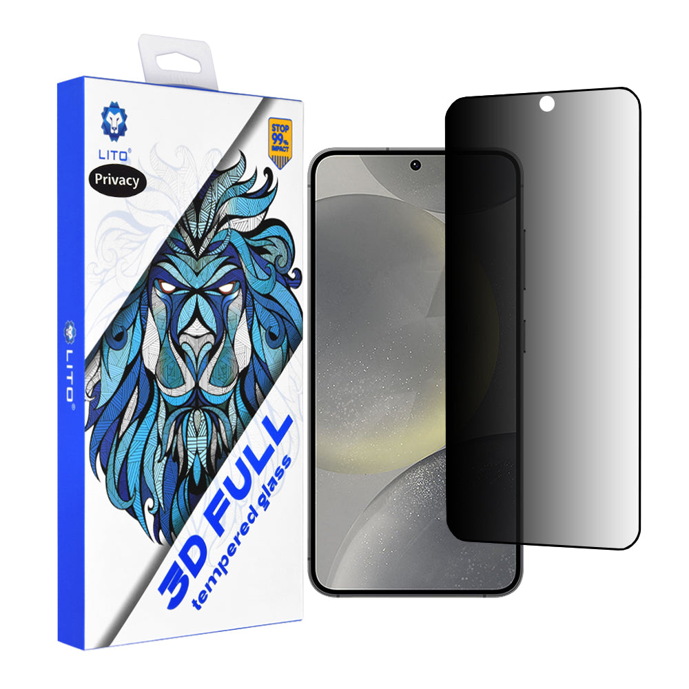 Lito Privacy Screen Protector for Samsung Galaxy S25 S931 / S24 S921, Tempered Glass, Full Glue, 3D