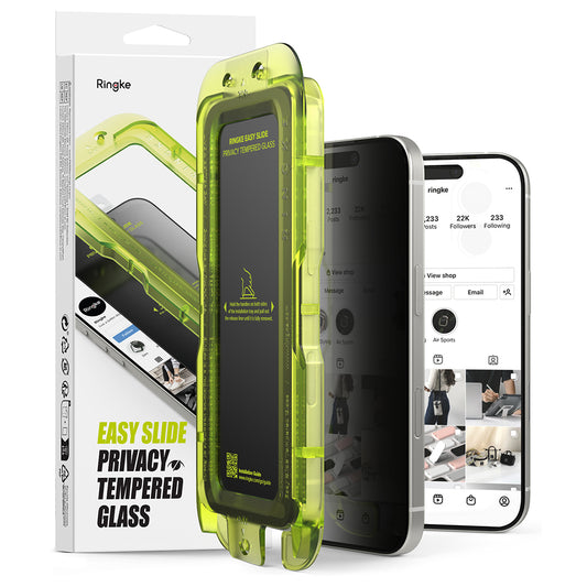 Προστατευτική μεμβράνη οθόνης Privacy Ringke Easy Slide για Apple iPhone 17 Air, ασφαλισμένο γυαλί, πλήρης κόλλα, σετ 2 τεμαχίων
