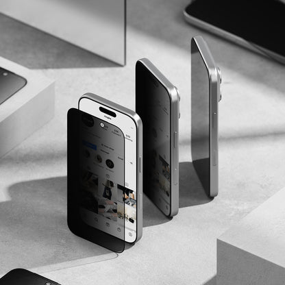 Προστατευτική μεμβράνη οθόνης Privacy Ringke Easy Slide για Apple iPhone 18 Pro, Ασφαλισμένο γυαλί, Πλήρης κόλλα, Σετ 2 τεμαχίων