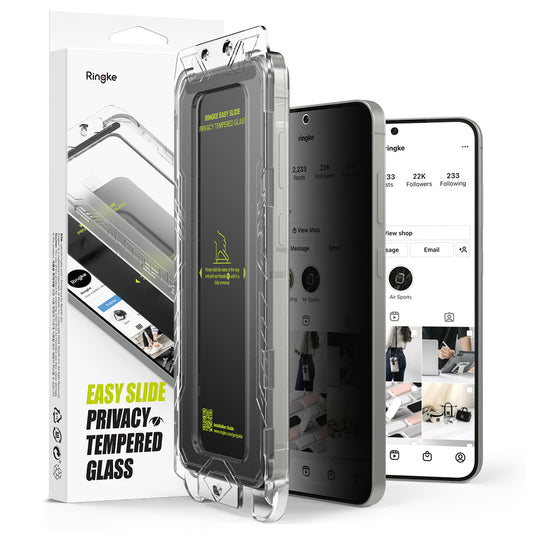 Προστατευτική μεμβράνη οθόνης Privacy Ringke Easy Slide για Samsung Galaxy S25+ S936, Ασφαλισμένο γυαλί, Πλήρης κόλλα, Σετ 2 τεμαχίων