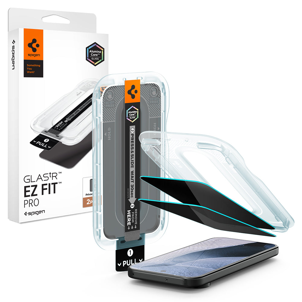 Spigen GlastR EZ FIT Pro Privacy Screen Protector for Google Pixel 11 Pro XL, Tempered Glass, Full Glue, Set of 2 pieces AGL11486