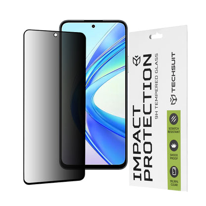 Privacy Techsuit Screen Protector for Honor X7b 5G / 90 Smart / X7b 4G, Tempered Glass, Full Glue, 111D